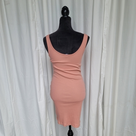 Ambiance Casual Tank Dress Stretch Ribbed Cotton Knit Sleeveless Mini Pink sz M - Picture 9 of 12